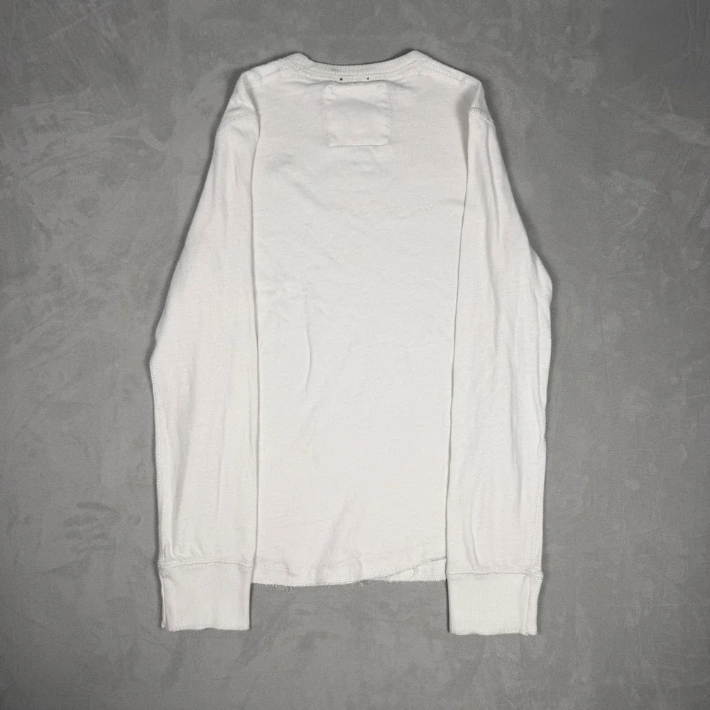 Y2K Mens Abercrombie & Fitch Muscle Fit Waffle Knit Long Sleeve Shirt White S